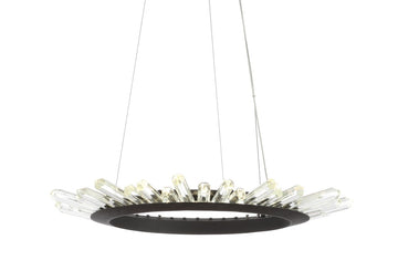 Elsa 24" Adjustable Integrated LED Modern Crystal Pendant - JONATHAN Y